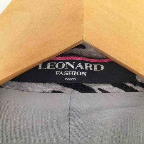 レオナール LEONARD アニマル柄 レオパード カシミヤ ウール スタンドカラー ジャケット y2k レディース 9AR