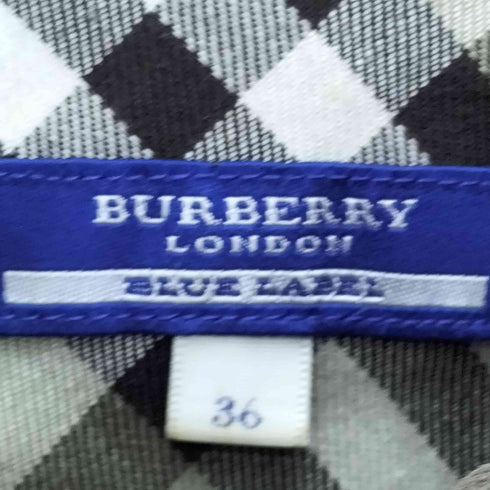 バーバリーブルーレーベル BURBERRY BLUE LABEL ホース刺繍 裏地ノバチェック フラップポケット リネン混 クロップド ジャケット y2k レディース JPN:36
