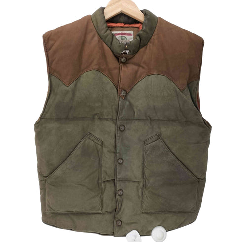 バナナリパブリック BANANA REPUBLIC 80S OLD 初期 旧ロゴ タグ ヨーク スイッチング 本革 オール レザー ウエスタン ダウン ベスト vintage ヴィンテージ メンズ