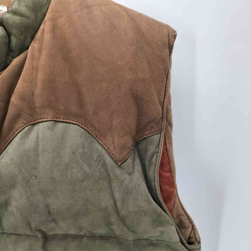 バナナリパブリック BANANA REPUBLIC 80S OLD 初期 旧ロゴ タグ ヨーク スイッチング 本革 オール レザー ウエスタン ダウン ベスト vintage ヴィンテージ メンズ