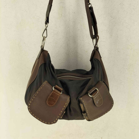 ペレボルサ PELLE BORSA 切替 デザイン レザー ショルダー バッグ Y2K レディース