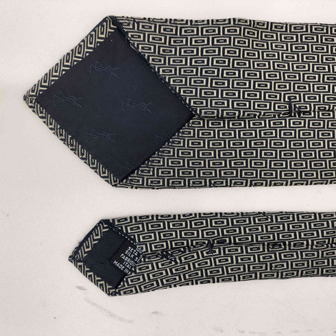 イヴサンローラン Yves Saint Laurent 総柄 シルクネクタイ メンズ