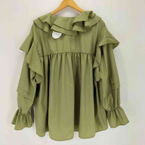 wee9s big collar frill blouse 付け襟ビッグカラーフリルブラウスチュニック レディース FREE