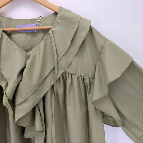 wee9s big collar frill blouse 付け襟ビッグカラーフリルブラウスチュニック レディース FREE
