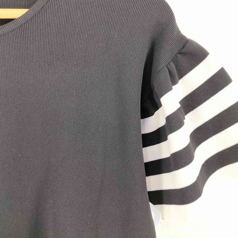 エルフランク ELFRANK ボーダー フリルスリーブ ニット ロング ワンピース レディース FREE