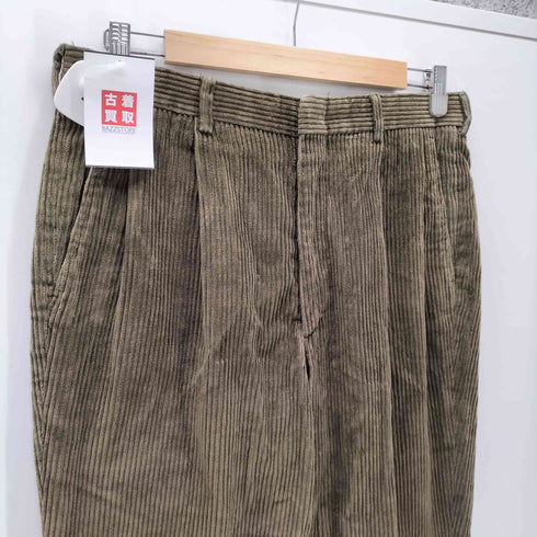 ランズエンド LANDS END 90-00S USA製 OLD 2タック ワイド 太畝 コーデュロイ コーズ トラウザー パンツ メンズ 33