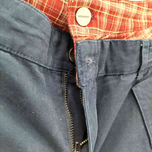 BEERBRO チェック柄レイヤード ロールアップ カーゴパンツ メンズ M