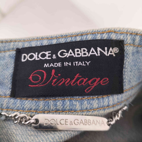 ドルチェアンドガッバーナ DOLCE&GABBANA イタリア製 VINTAGE ヴィンテージ ダメージ加工 スタンドカラー デニム ジャケット レディース 36