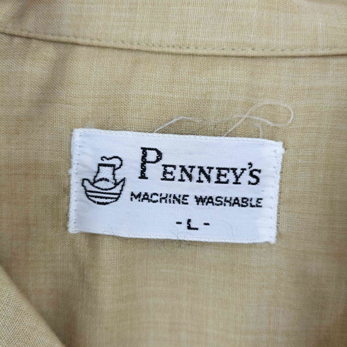 ペニーズ PENNEYS 60-70s 船タグ 襟芯 ボックスシルエット オープンカラー シャツ メンズ L