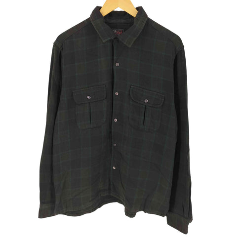 ウールリッチ WOOLRICH Woolen Mills ウーレンミルズ フラップポケット エルボーパッチ チェック オープンカラーシャツ メンズ L