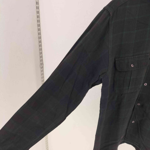 ウールリッチ WOOLRICH Woolen Mills ウーレンミルズ フラップポケット エルボーパッチ チェック オープンカラーシャツ メンズ L