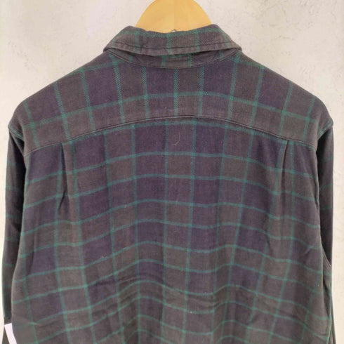 ウールリッチ WOOLRICH Woolen Mills ウーレンミルズ フラップポケット エルボーパッチ チェック オープンカラーシャツ メンズ L