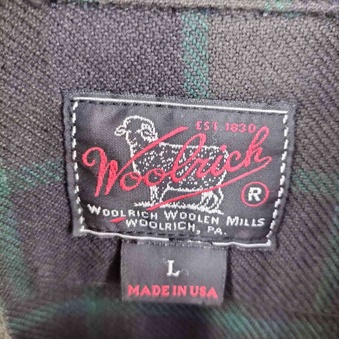 ウールリッチ WOOLRICH Woolen Mills ウーレンミルズ フラップポケット エルボーパッチ チェック オープンカラーシャツ メンズ L