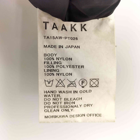 ターク TAAKK 初期 スタッズ刺繍 ダウンショートパンツ 中綿ショーツ メンズ JPN:2