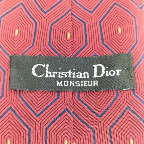 クリスチャンディオール Christian Dior ジオメトリック柄 シルクネクタイ メンズ