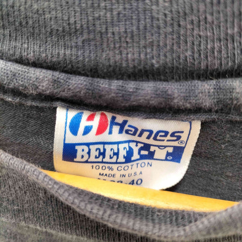 ヘインズ Hanes 80S ボディ USA製 24-TRACK JUST AINT ENOUGH 企業ロゴ 両面 プリント S/S Tシャツ 裾袖シングル メンズ import:M