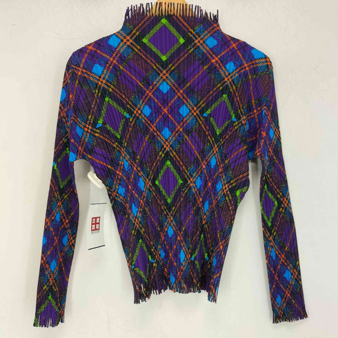 プリーツプリーズイッセイミヤケ PLEATS PLEASE ISSEY MIYAKE フリンジチェック プリーツカットソー レディース JPN:3