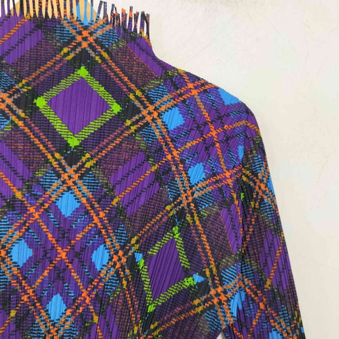 プリーツプリーズイッセイミヤケ PLEATS PLEASE ISSEY MIYAKE フリンジチェック プリーツカットソー レディース JPN:3