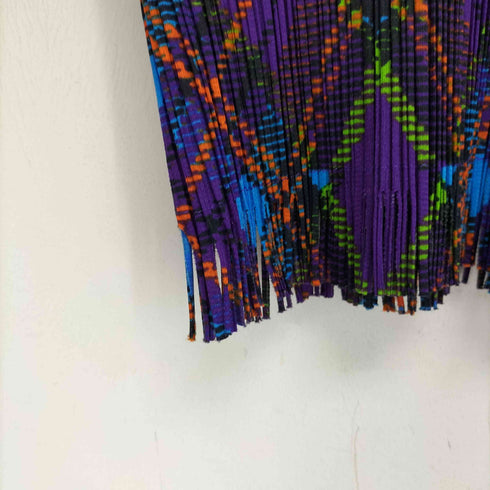プリーツプリーズイッセイミヤケ PLEATS PLEASE ISSEY MIYAKE フリンジチェック プリーツカットソー レディース JPN:3