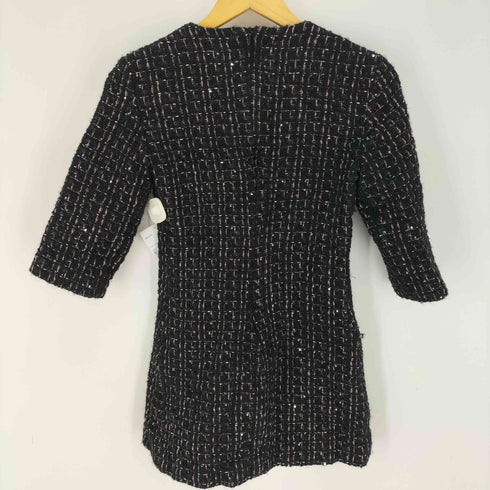 ザラ ZARA ベルベットリボンツイードワンピース レディース import:S