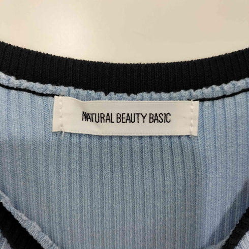 ナチュラルビューティーベーシック NATURAL BEAUTY BASIC バイカラーラインニットワンピース レディース JPN:M