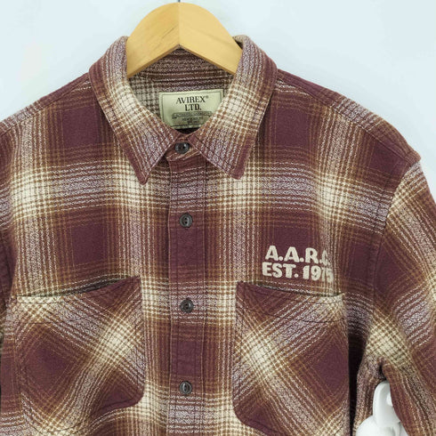 アヴィレックス AVIREX 《A.A.R.C》OMBRE CHECK EMB SHIRT エアレーシングクラブ オンブレチェック エンブロイダリー シャツ メンズ import:XL