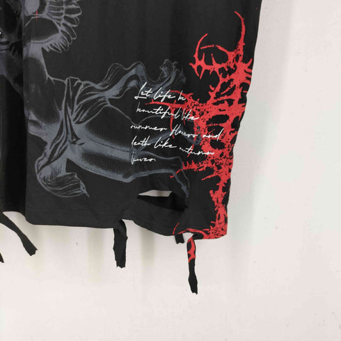 ROMWE ダメージ加工 グラフィック レタリング 両面プリント タンクトップ メンズ JPN:XL