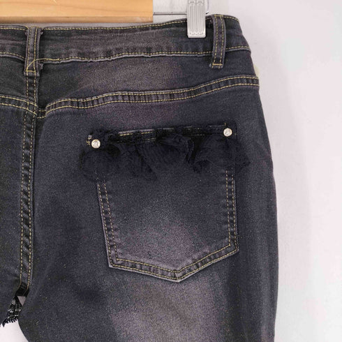 ROMWE ガーターモチーフ ラメフレアデニムパンツ レディース JPN:L