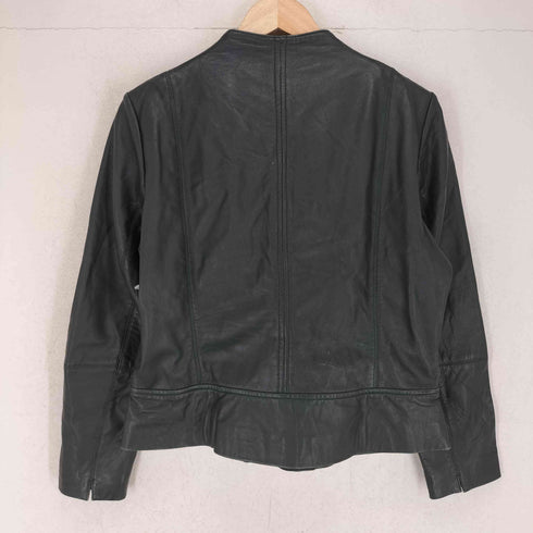 マンゴ MANGO lamb leather ラムレザー 羊革 ジップ レザー ジャケット レディース L