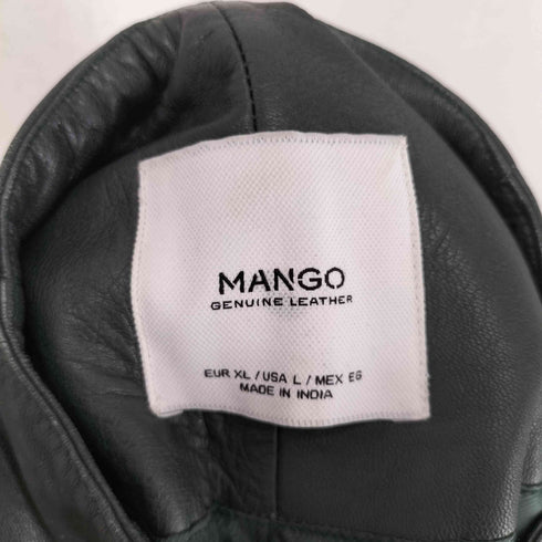 マンゴ MANGO lamb leather ラムレザー 羊革 ジップ レザー ジャケット レディース L