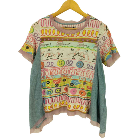 アルベロベロ OLLEBOREBLA チュールドッキング マルチボーダー クルーネックTシャツ レディース