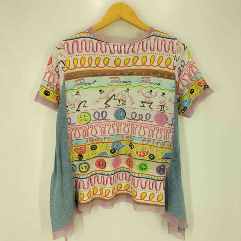 アルベロベロ OLLEBOREBLA チュールドッキング マルチボーダー クルーネックTシャツ レディース