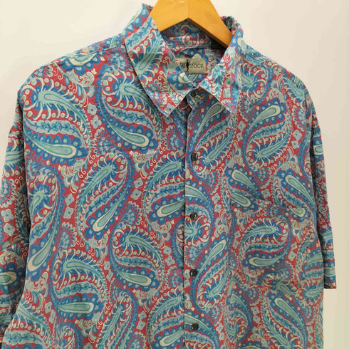 ロバートストック ROBERT STOCK 90S SILK 100% 絹 シルク S/S 総柄 ペイズリー シャツ メンズ import:XL