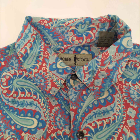 ロバートストック ROBERT STOCK 90S SILK 100% 絹 シルク S/S 総柄 ペイズリー シャツ メンズ import:XL