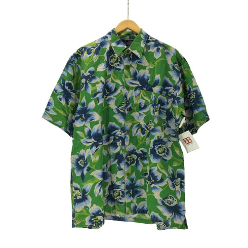 ノーティカ NAUTICA 90S 小文字タグ OLD 麻 リネン レーヨン S/S フラワー ボタニカル アロハ シャツ メンズ import:M