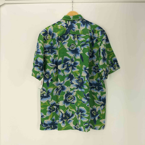 ノーティカ NAUTICA 90S 小文字タグ OLD 麻 リネン レーヨン S/S フラワー ボタニカル アロハ シャツ メンズ import:M