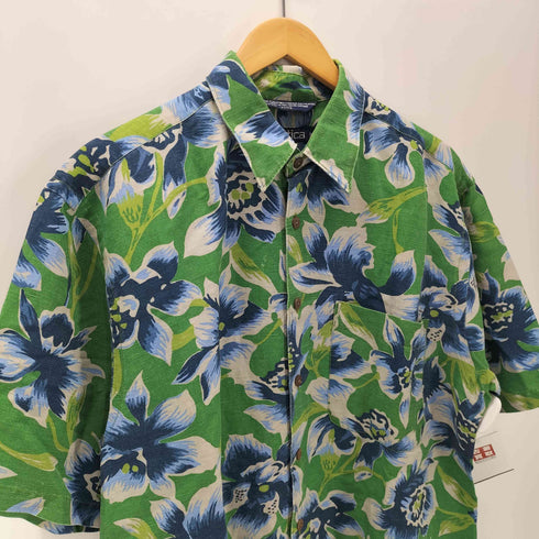 ノーティカ NAUTICA 90S 小文字タグ OLD 麻 リネン レーヨン S/S フラワー ボタニカル アロハ シャツ メンズ import:M