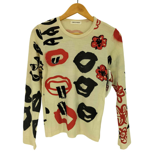 コムデギャルソン COMME des GARCONS 93AW AD2000 ウール100% リッププリント クルーネックTシャツ レディース