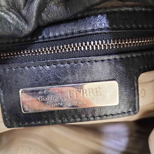 ジャンフランコフェレ GIANFRANCO FERRE イタリア製 Premium Curved Leather Bag プレミアム カーブド レザーバッグ ハーフムーン ワンショルダー Y2K レディース FREE