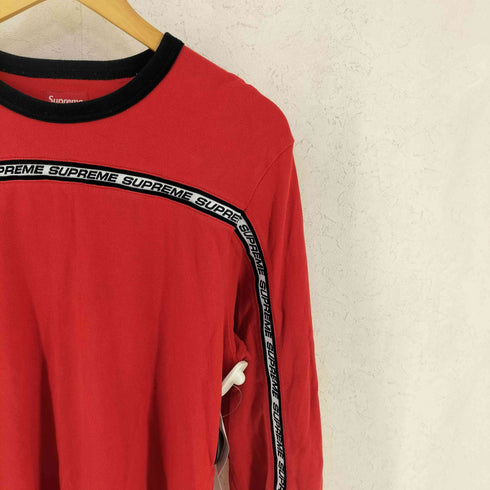 シュプリーム Supreme 17AW Tape Stripe L/S Pique Top テープ ストライプ ピケ トップ クルーネック 長袖 Tシャツ メンズ M