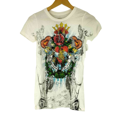 IN VEIN USA製 ラインストーン 両面 グラフィックデザイン 半袖 Tシャツ Y2K レディース import:M