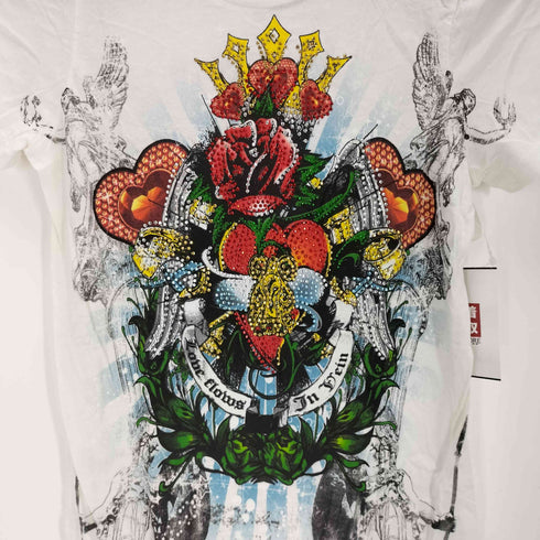 IN VEIN USA製 ラインストーン 両面 グラフィックデザイン 半袖 Tシャツ Y2K レディース import:M