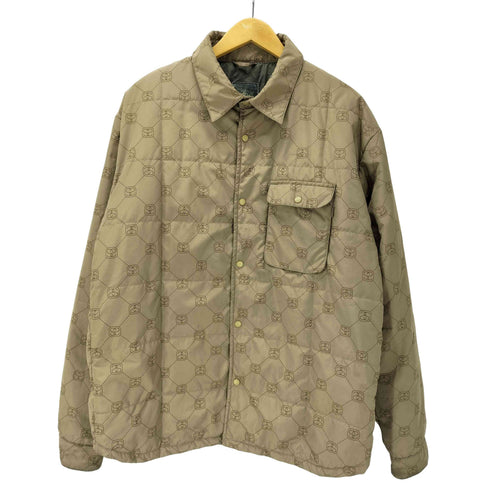 ステューシー Stussy 90S 紺タグ OLD Monogram Quilted Jacket 総柄 中綿 モノグラム キルティング パデット ジャケット メンズ import:L
