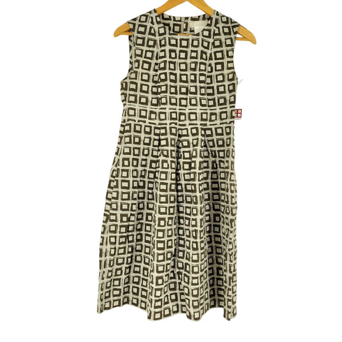 エスマックスマーラ S Max Mara スクエアジオメトリック ノースリーブ タックワンピース レディース