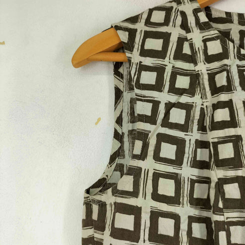 エスマックスマーラ S Max Mara スクエアジオメトリック ノースリーブ タックワンピース レディース