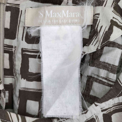 エスマックスマーラ S Max Mara スクエアジオメトリック ノースリーブ タックワンピース レディース