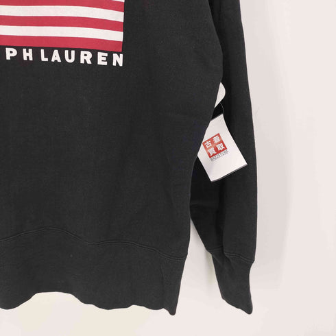 ポロジーンズカンパニーラルフローレン POLO JEANS COMPANY RALPH LAUREN 90-00S 黒タグ 星条旗 プリント クルーネック スウェット メンズ