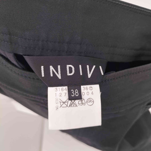 インディヴィ INDIVI コットン ツイル サイドジップ フレア パンツ レディース JPN:38