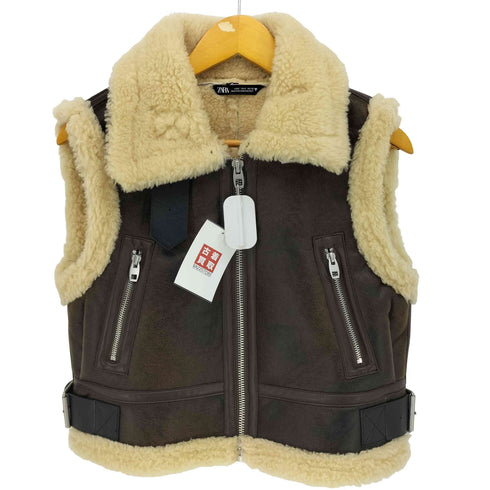 ザラ ZARA ムートン ダブルフェイス クロップド ベスト レディース import:S