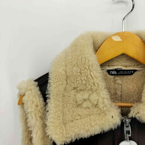 ザラ ZARA ムートン ダブルフェイス クロップド ベスト レディース import:S